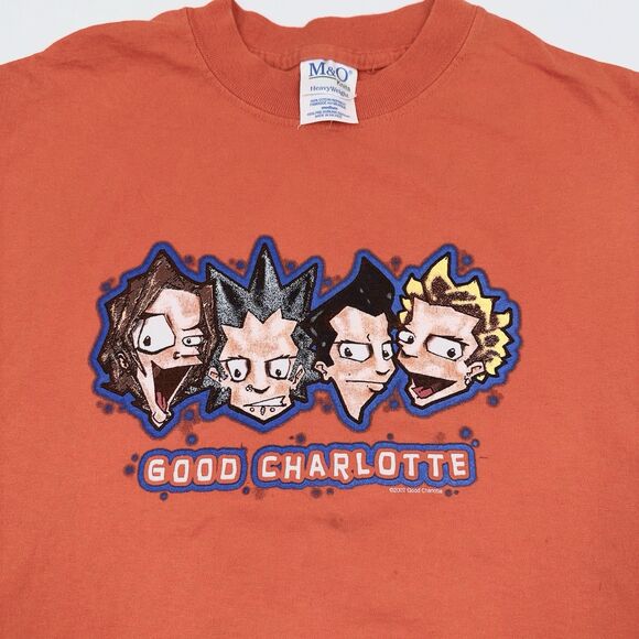 Vintage Y2K Good Charlotte T Shirt Medium 2002 Band Cartoon Heads Punk Rock - Picture 2 of 12